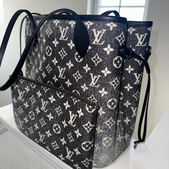 Louis Vuitton Monogram Jacquard Denim Neverfull MM w/ Pouch - Picture 10 of 14